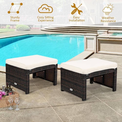 ANGELES HOME Ottoman Chair 13" x 19.5" Cushioned Solid Box Edge Cushion (2-Pack) - Picture 5 of 7