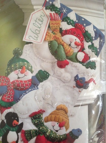 Bucilla Snow Fun Stocking Felt Applique Christmas Kit 18" - Picture 8 of 10