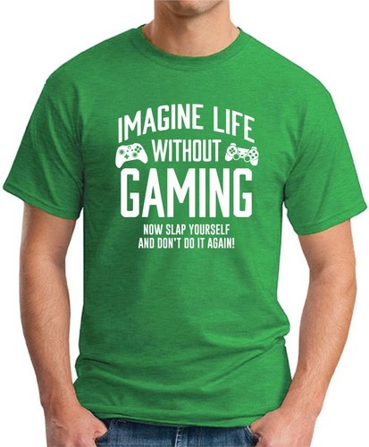 IMAGINE LIFE WITHOUT GAMING T-SHIRT > Funny Geeky Gift Console PC Gamer Mens Top - Picture 17 of 21