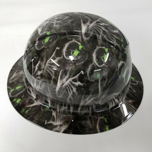 NUEVO ALA COMPLETA Sombrero Rígido Personalizado Hidro Inmerso OJOS VERDES ENREDADERA CRÁNEO MALVADO - Imagen 2 de 4