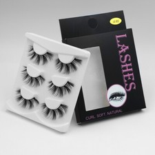 3 Pairs 100 Real Mink 3D Volume Corner Long Thick False Eyelashes Strip Lashes
