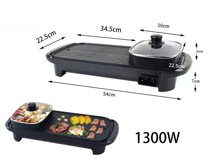Piastra Forno Elettrico Hot Pot Barbecue Senza Fumo Pan Pentola Shabu 1300w cir
