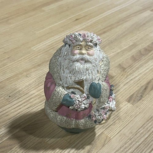 Midwest Importers of Cannon Falls 4" Roly Poly Santa mit Rosen rosa - Bild 1 von 6