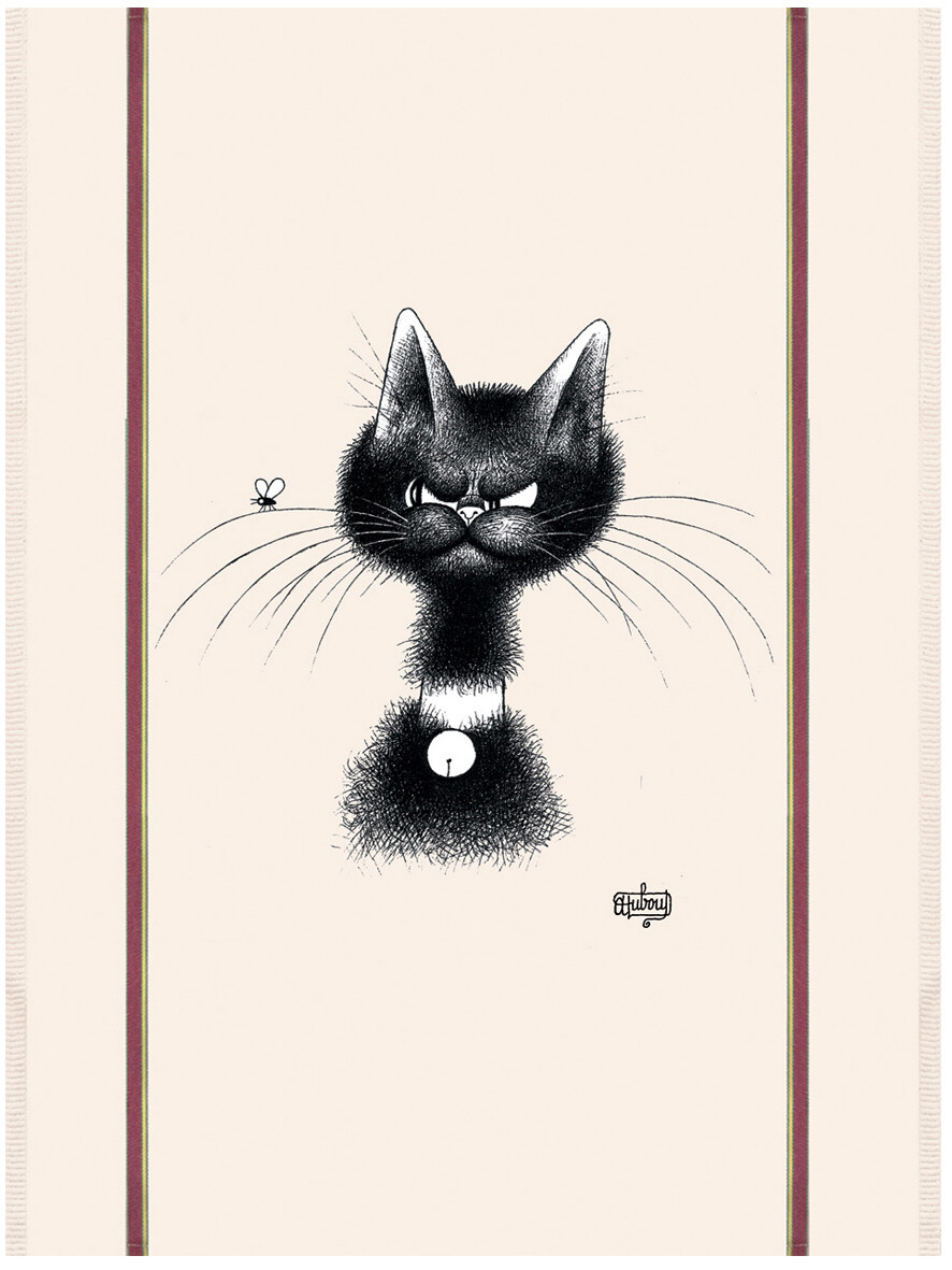 Dubout Cats The Fly Chat Mouche Funny Humorous Cat Tea Towel Cotton Drying Cloth