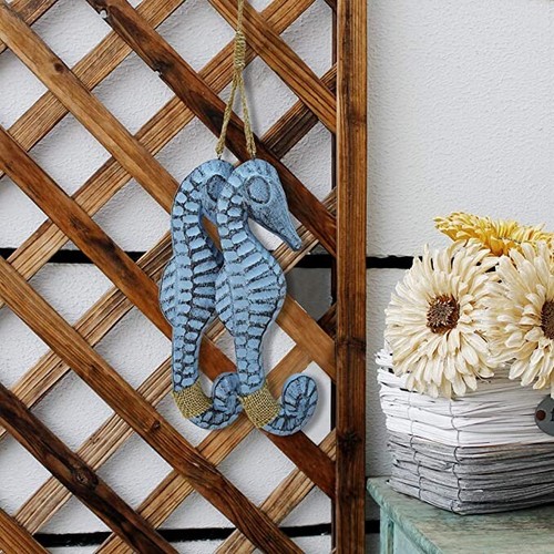 Wooden Sea Horse Wall Hanging Decor Nautical Sea Shore Ocean Beach Decoration - Picture 2 of 5