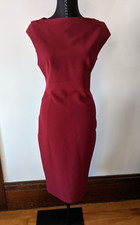 Zara Boatneck Red Burgundy Pencil /Tube Midi Dress-SMALL
