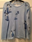 Girls 12 Shirt Penguin Sweater Blue Top JUSTICE NEW