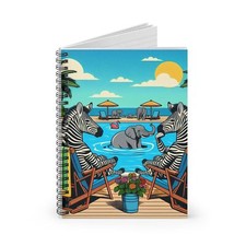 Spiral Notebook Ruled Line Zebras at the Swimming Pool Design 10