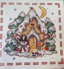 Gingerbread House 12in Cross Stitch Kit Sealed Holiday 14ct Aida XMAS Sequin