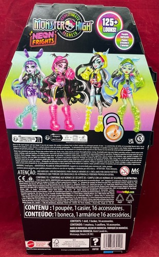 Monster High Neon Frights Toralei Modepuppe, Skulltimate Secrets Locker - Bild 4 von 6