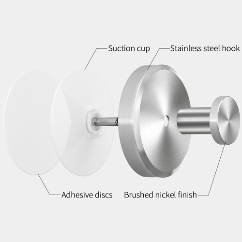 Suction Cup Hooks for Shower, Bathroom, Hanging Towels, Loofah, Robe, Mounting o - Picture 3 of 12