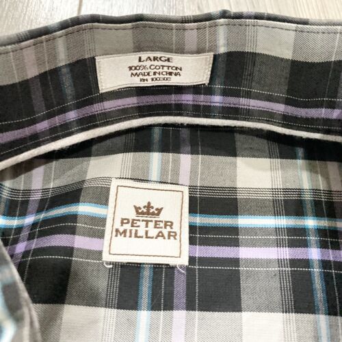 Peter Millar Crown Mens L Long Sleeve Button Down Plaid Shirt 100% Cotton - Picture 2 of 6