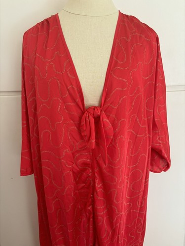 Vestido de Colección Barbizon Casa Patio Salón Largo XL Rojo Diseñado con Dorado Hecho en EE. UU. - Imagen 2 de 7