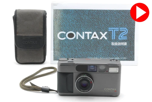 CLA'd [TOP MINT /w Case, Strap] Contax T2 Titan Black 35mm Film Camera JAPAN