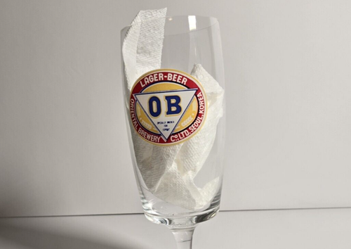 OB Oriental Brewing Co großes Bierglas mit Stiel 8 Zoll Seoul Korea - Bild 3 von 8