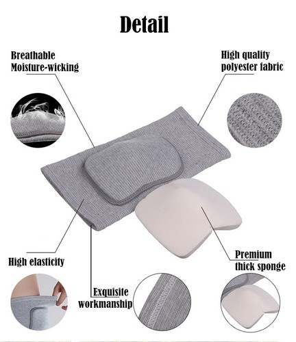 LZEEM Soft Knee Brace Support With Sponge (Gray, L) 1 Pair - Picture 4 of 5