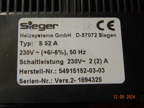 Sieger Ölheizung Steuerung S52A + Bedienungsanleitung - Bild 2 von 6