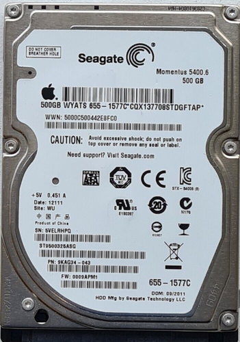 Seagate 500GB ST9500325ASG Festplatte - SATA HDD DATUM: 12111