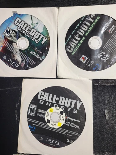 LOT OF 3: Call of Duty:BLACK OPS + CALL OF DUTY 4 MW + COD GHOSTS PS3 GAME ONLY