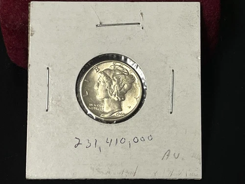 1944-P Mercury Dime AU Vintage 1944 P  90% Silver Dime Inv#72A  Nice Luster