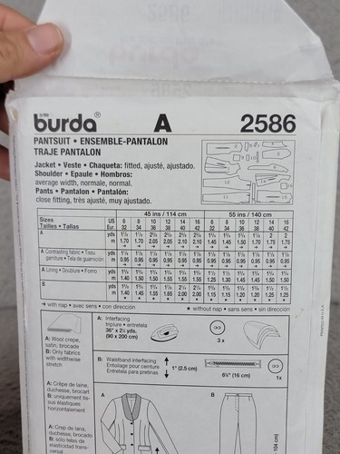 Pantalone donna Burda 2586 modello cucito non tagliato 6-16 donna smoking blazer pantaloni - Foto 3 di 4