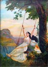Mohini Swinging Raja Ravi Verma Classic Indian Art Paper Poster (12 x 17 inch)