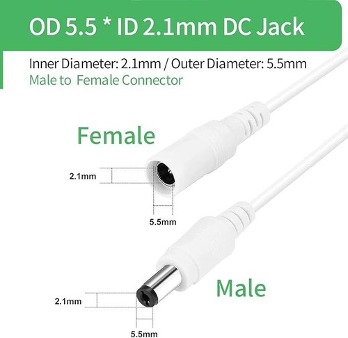 LEDneighbor DC Splitter Cable White 1 Female to 2 Male 2 Pack for CCTV Cameras - Picture 4 of 6