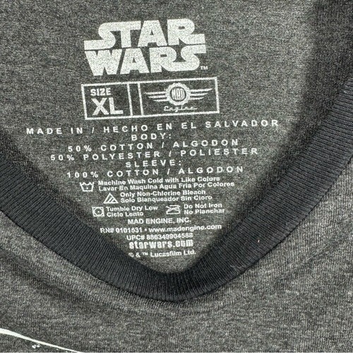 Star Wars Boys XL Lightsaber Black Gray Long Sleeve Tee Shirt - Picture 4 of 5