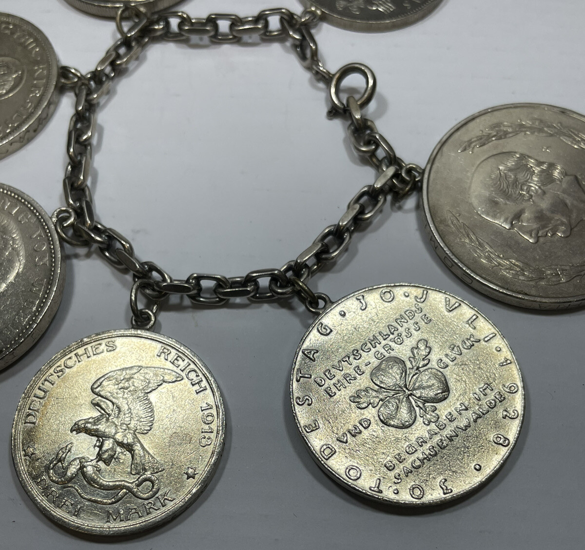 Vintage Silver World Coin Sterling Bracelet , 7.5” - Mexico