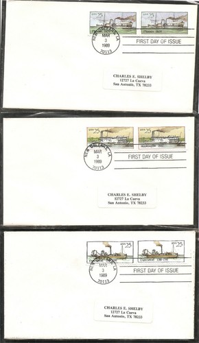 US SC # 2405-2409 Steamboats .Booklet Pane Of 5 FDC. No Cachet - Picture 2 of 2