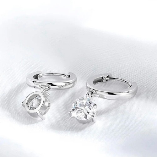 1-4CTW D VVS1 Real Moissanite Hoop Drop Earrings for Women 925 Sterling Silver - Picture 8 of 15