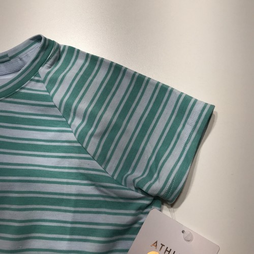 Athleta Girl T-Shirt Size XS/6 Power of She Comeback Green Stripe Mesh Back NEW - Picture 6 of 15