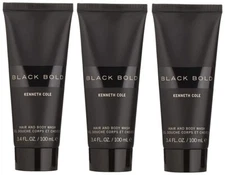 3 Pack- Kenneth Cole Black Bold Hair And Body Wash, 3.4 oz