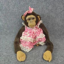 Hosung Chimpanzee Monkey Girl Plush Childs Playmate Hand Puppet Vintage Lifelike
