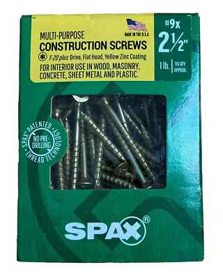Spax #9x 2-1/2  Multi-purpose Construction Screws T-20 Plus Drive Free Ship
