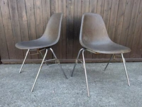 Charles Eames Fibreglass Chair Brown 60s Vintage 60er Chrome Herman Miller 1/2