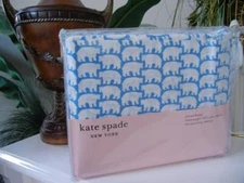 NIP KATE SPADE KING 4 PC BLUE WHITE POLAR BEARS 100% COTTON FLANNEL SHEET SET