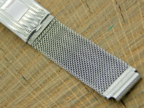 Bandwin Vintage Stainless Mesh Watch Band 13mm Straight Deployment Unused NOS - Picture 1 of 4
