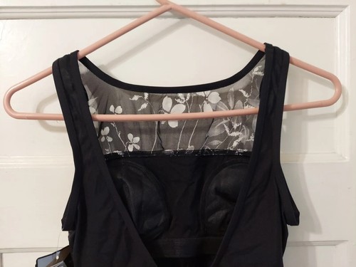 Vtg Nwts Mainstream Ladies Size 8 Black & Flora1 1 Piece Swimsuit USA Union Made - Picture 6 of 11