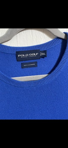 Vintage Polo Ralph Lauren Sweater Mens XL Blue Cashmere Knit Polo Golf - Picture 3 of 9