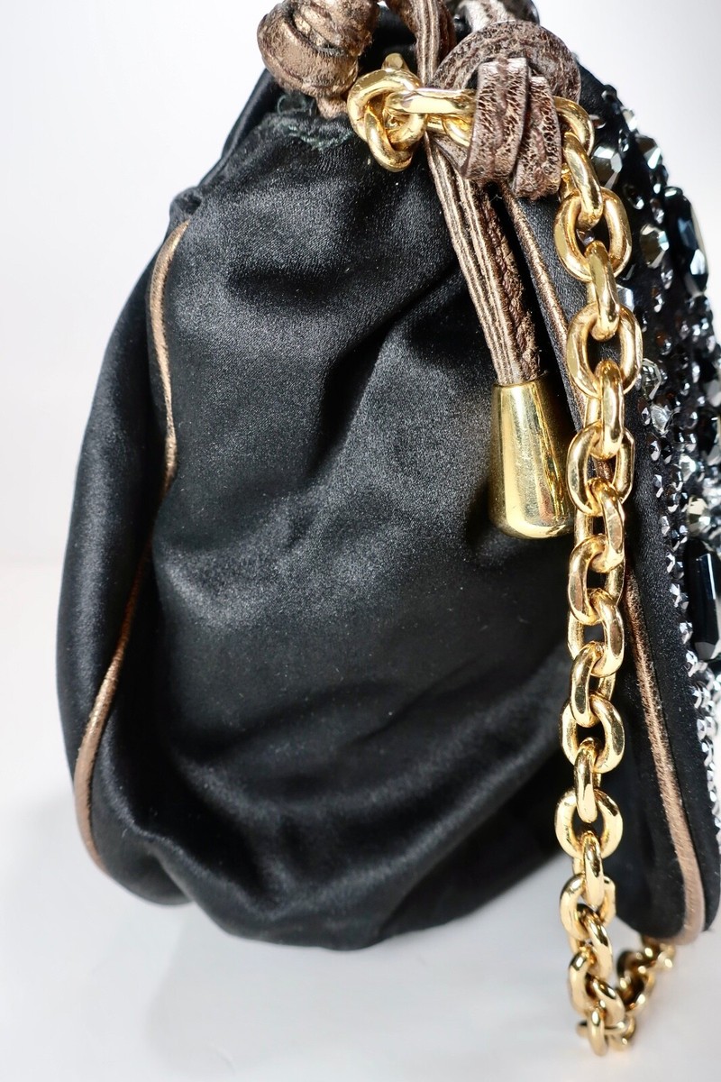 DOLCE & GABBANA Black VLADA Studded Fabric Shoulder Bag