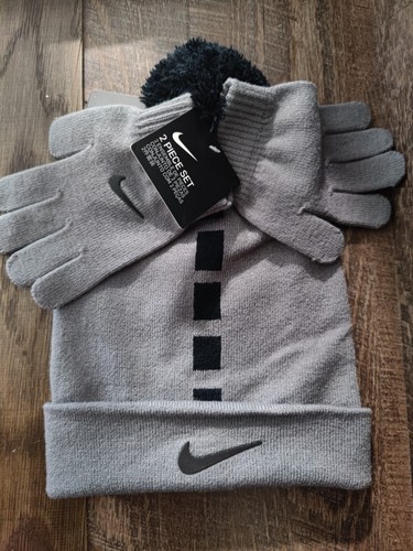 Nike Boys' Youth 8-20 Elite Beanie and Gloves set, Grey/Black. Brand New w tag - Picture 6 of 8