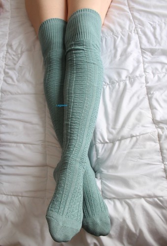 Strick Overknee Socken Overknee hoch Zopfmuster Stiefel lang OTK Shoool Mädchen Beinwärmer - Bild 4 von 21