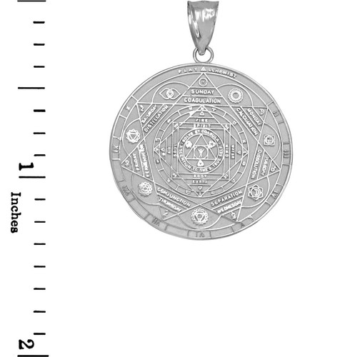Sterling Silver 7 Chakra Yoga Calendar Medallion Pendant (Small/Medium) - Picture 3 of 7