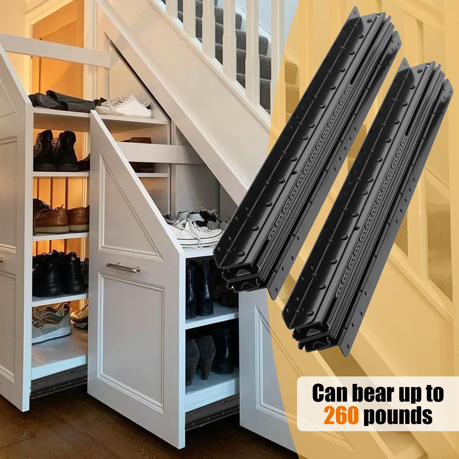 Heavy Duty Undermount Drawer Slides Full Extension Bottom Mount 23-39 Inches 1 Pair