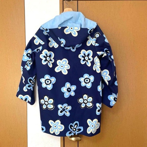 Uniqlo MARNI Blocktech Half Coat Raincoat Blue Flower pattern JP Size S (US XS) - Picture 8 of 10