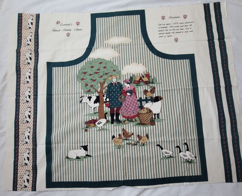 Concords French Country Apron Fabric Craft Panel Cut & Sew Green Ticking Stripe - Picture 3 of 7