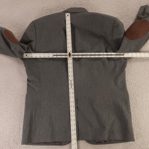 Chaps Jacket XL Gray Heather Polyester Twill Elbow Patches Blazer Sport Coat 46R - Picture 11 of 16