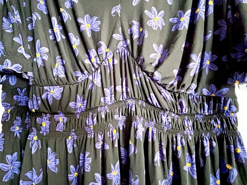 Ava & Viv Shirt Womens Sz 3X 24-26 Blue Floral Puff Elbow Sleeve V-Neck Mesh Top - Bild 6 von 16