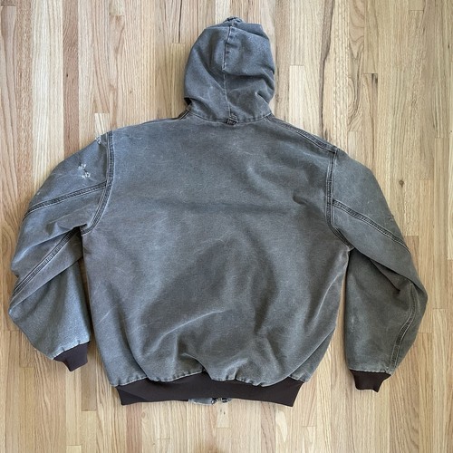 Chaqueta con Capucha Vintage Carhartt J68CHT Lona Castaño Cremallera Completa XL Alta Envejecida - Imagen 4 de 9